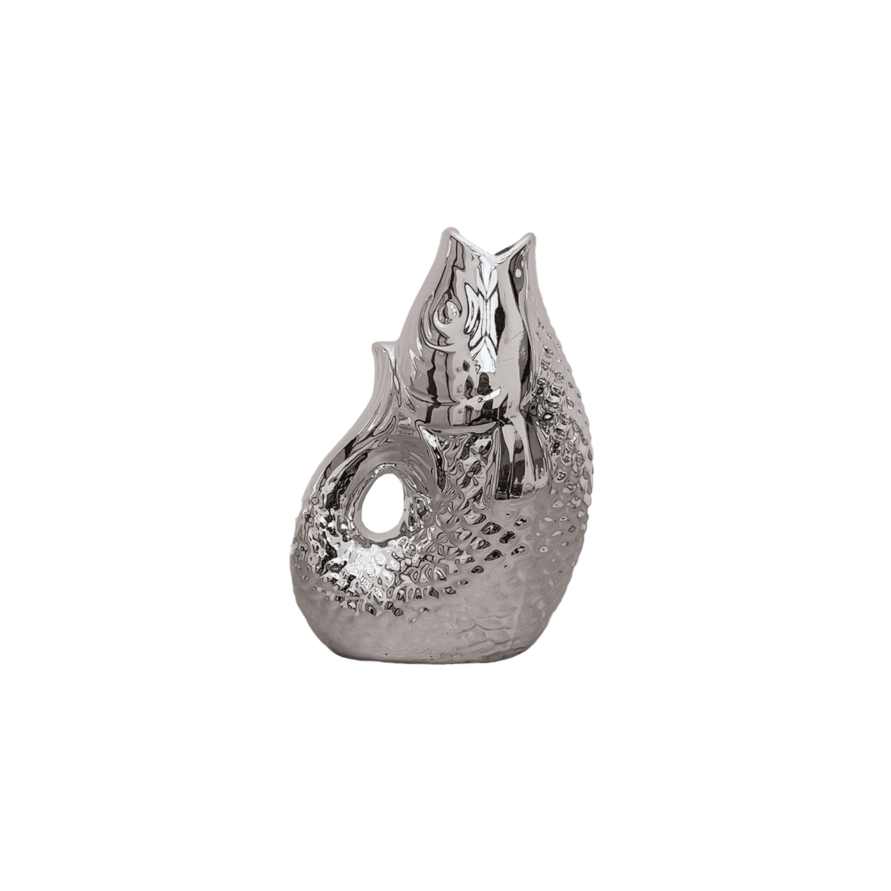 Pisces Ceramic Fish Vase in Silver