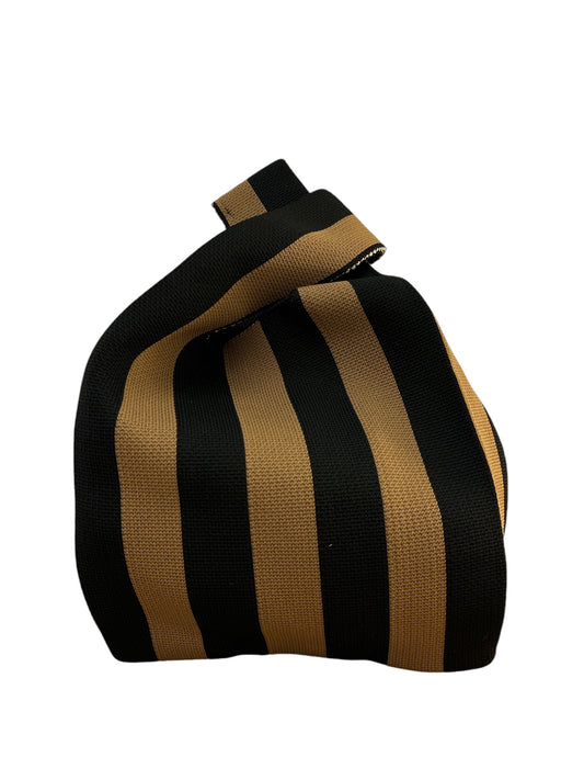 Striped Wristlet in Black and Tan