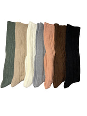 Cozy Cable Tall Socks in neutral tones with a cable-knit pattern.