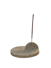 Handcrafted decorative incense holder made of eco-friendly acrylic resin and plaster, available in three chic colors, perfect for minimalist and modern decor.