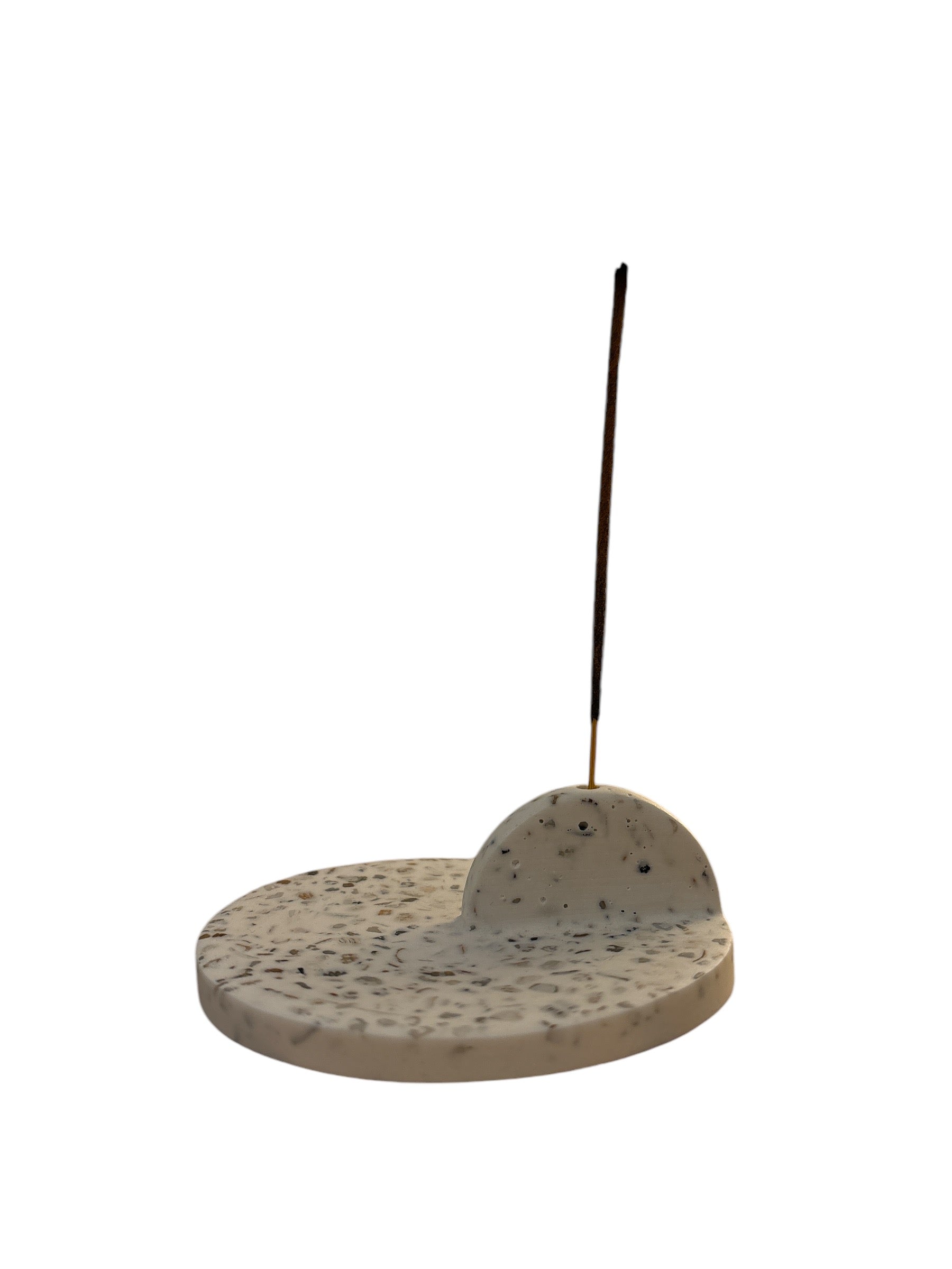 Handcrafted decorative incense holder made of eco-friendly acrylic resin and plaster, available in three chic colors, perfect for minimalist and modern decor.