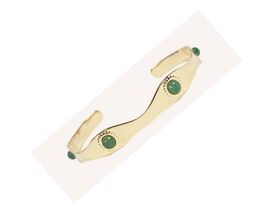 Wave Stone Cuff in Jade Green