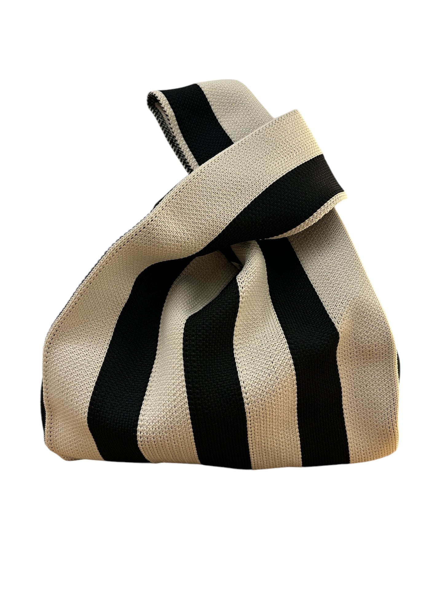 Striped Wristlet in Black and Ivory