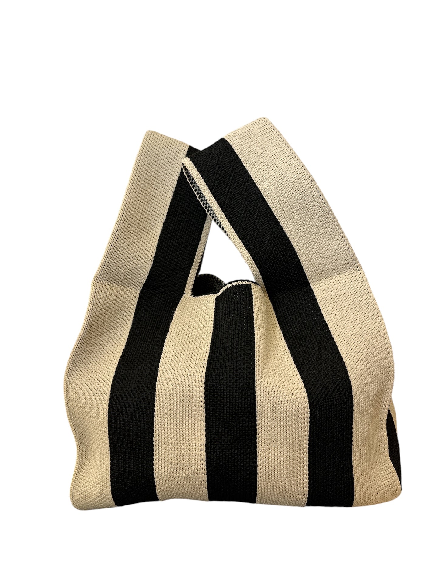 Striped Wristlet in Black and Ivory