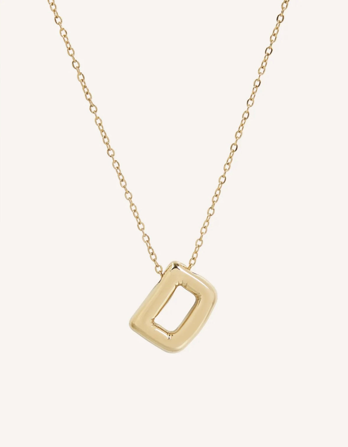 Bubble Initial Necklace with bold, rounded 3D letter pendant, perfect for layering or wearing solo.