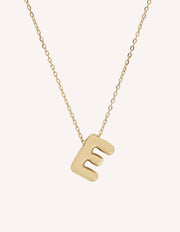 Bubble Initial Necklace with bold, rounded 3D letter pendant, perfect for layering or wearing solo.