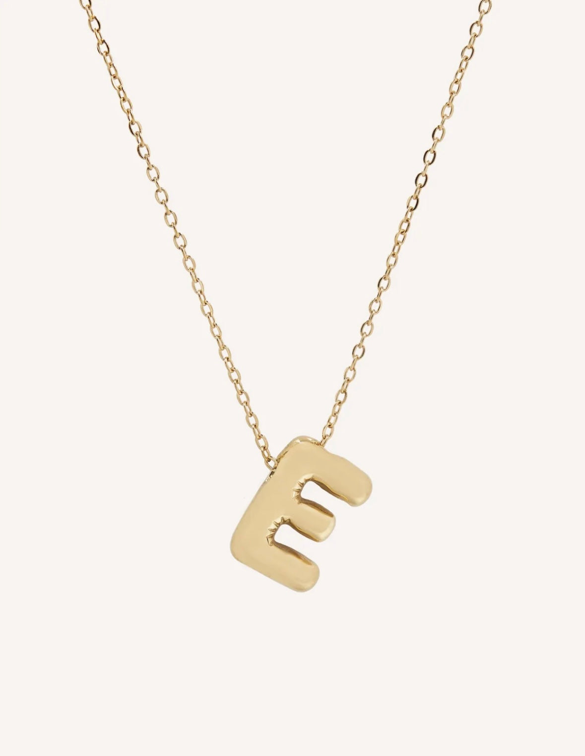 Bubble Initial Necklace with bold, rounded 3D letter pendant, perfect for layering or wearing solo.