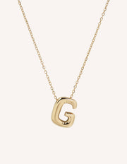 Bubble Initial Necklace with bold, rounded 3D letter pendant, perfect for layering or wearing solo.