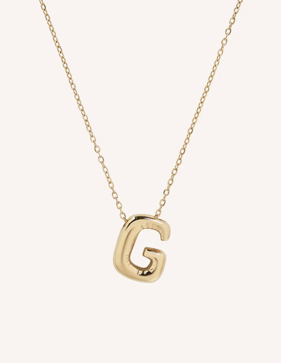 Bubble Initial Necklace with bold, rounded 3D letter pendant, perfect for layering or wearing solo.