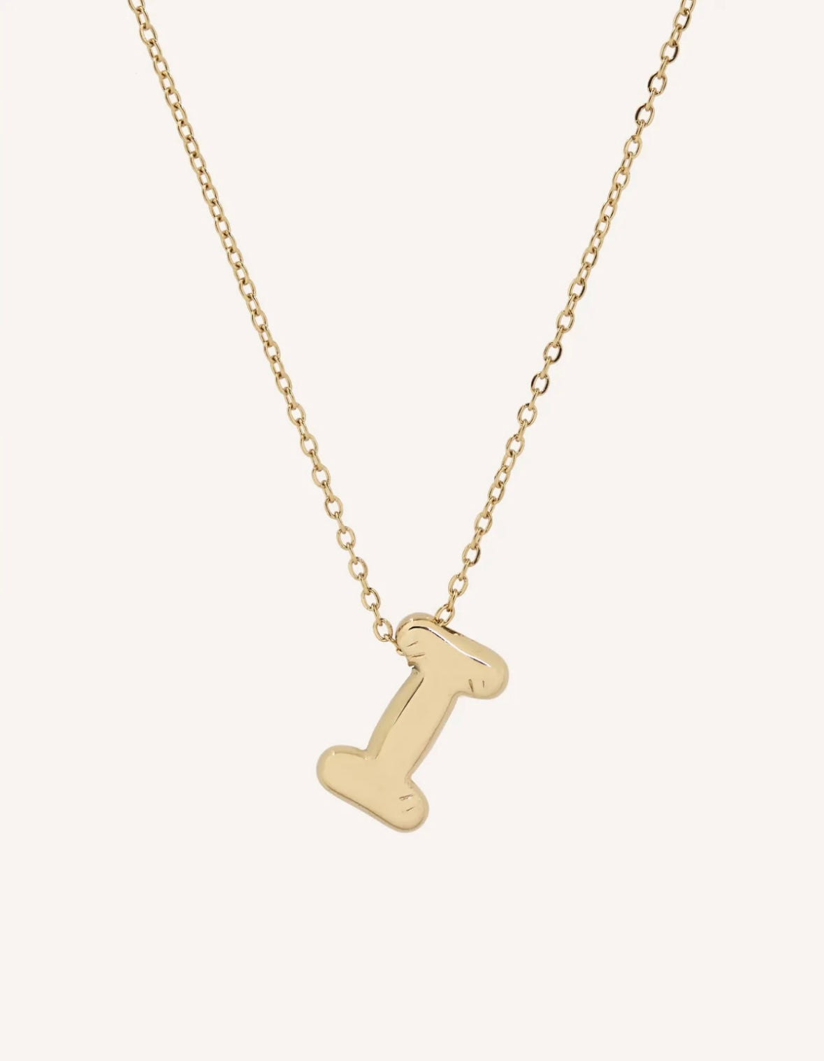 Bubble Initial Necklace with bold, rounded 3D letter pendant, perfect for layering or wearing solo.