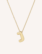 Bubble Initial Necklace with bold, rounded 3D letter pendant, perfect for layering or wearing solo.