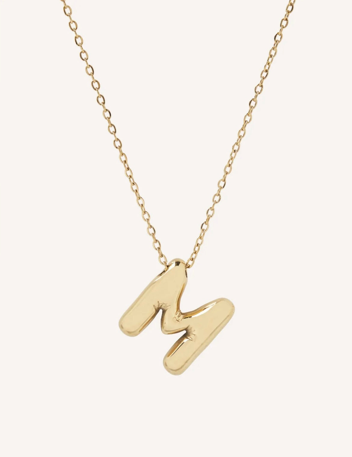 Bubble Initial Necklace with bold, rounded 3D letter pendant, perfect for layering or wearing solo.