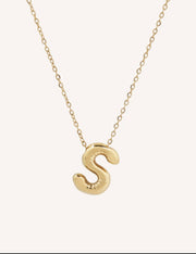 Bubble Initial Necklace with bold, rounded 3D letter pendant, perfect for layering or wearing solo.