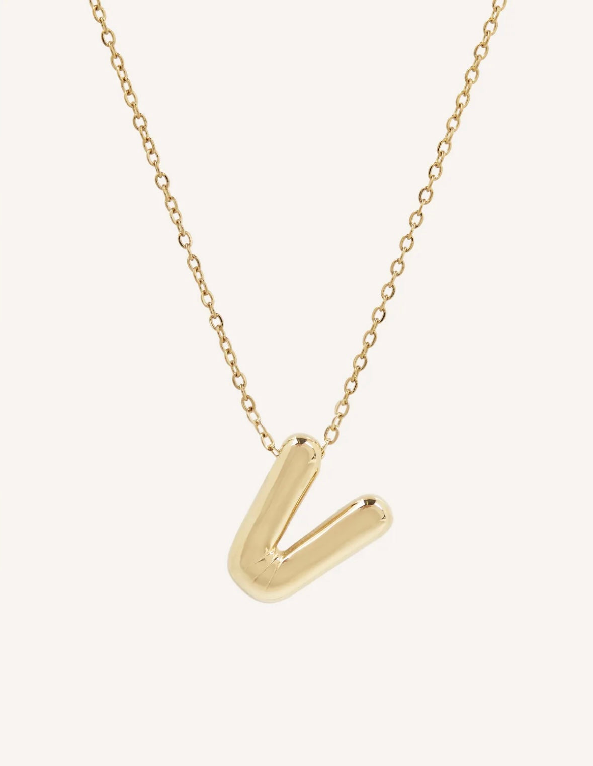 Bubble Initial Necklace with bold, rounded 3D letter pendant, perfect for layering or wearing solo.