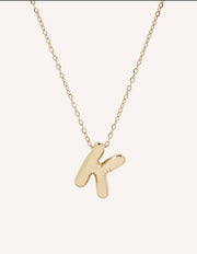 Bubble Initial Necklace with bold, rounded 3D letter pendant, perfect for layering or wearing solo.