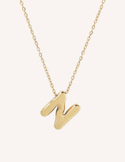 Bubble Initial Necklace with bold, rounded 3D letter pendant, perfect for layering or wearing solo.