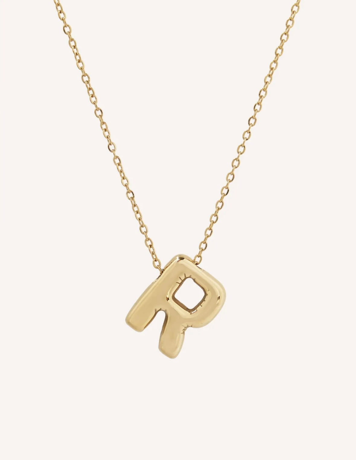 Bubble Initial Necklace with bold, rounded 3D letter pendant, perfect for layering or wearing solo.