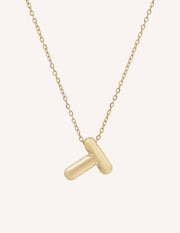 Bubble Initial Necklace with bold, rounded 3D letter pendant, perfect for layering or wearing solo.