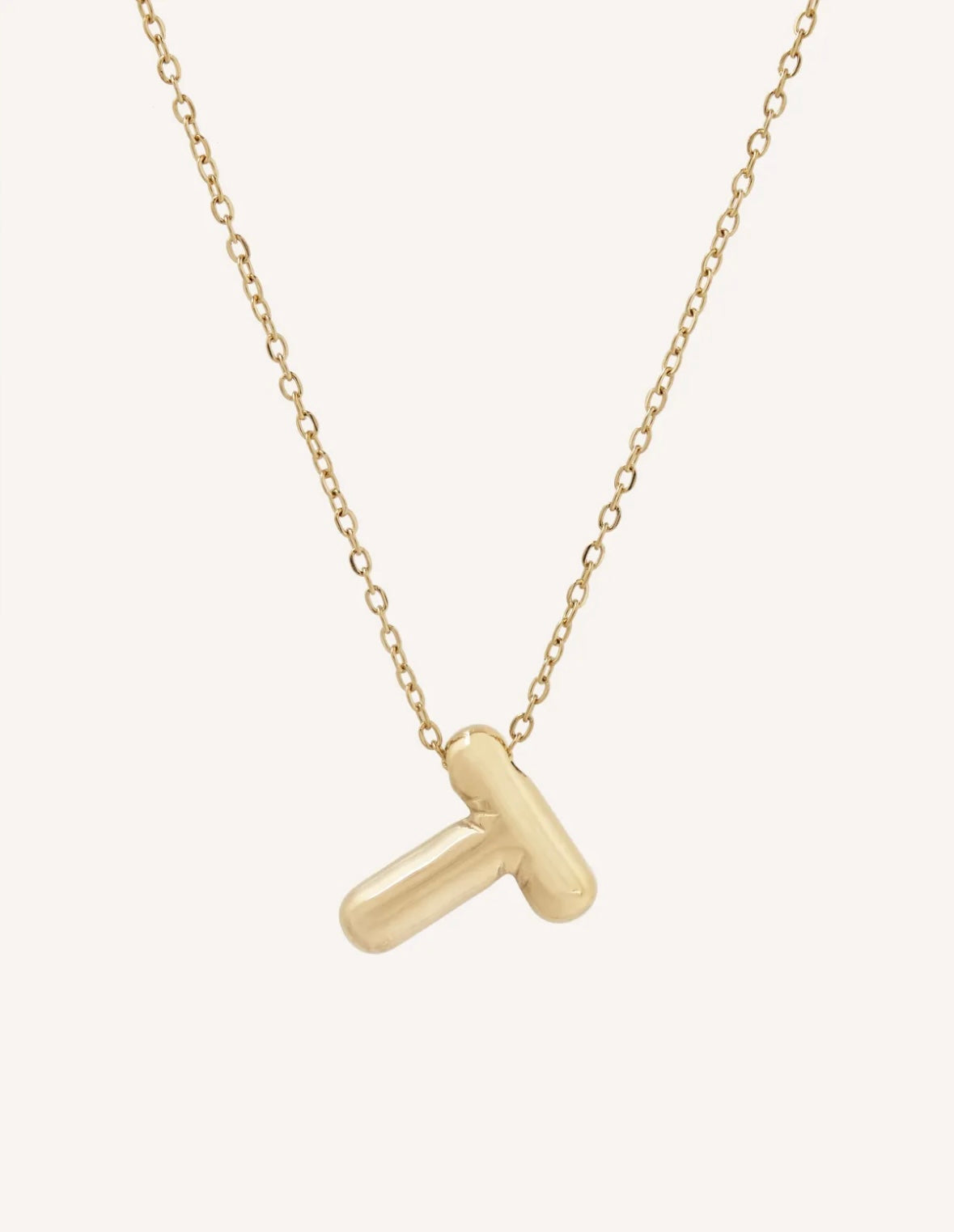 Bubble Initial Necklace with bold, rounded 3D letter pendant, perfect for layering or wearing solo.