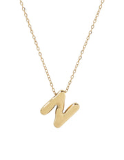 Bubble Initial Necklace with bold, rounded 3D letter pendant, perfect for layering or wearing solo.