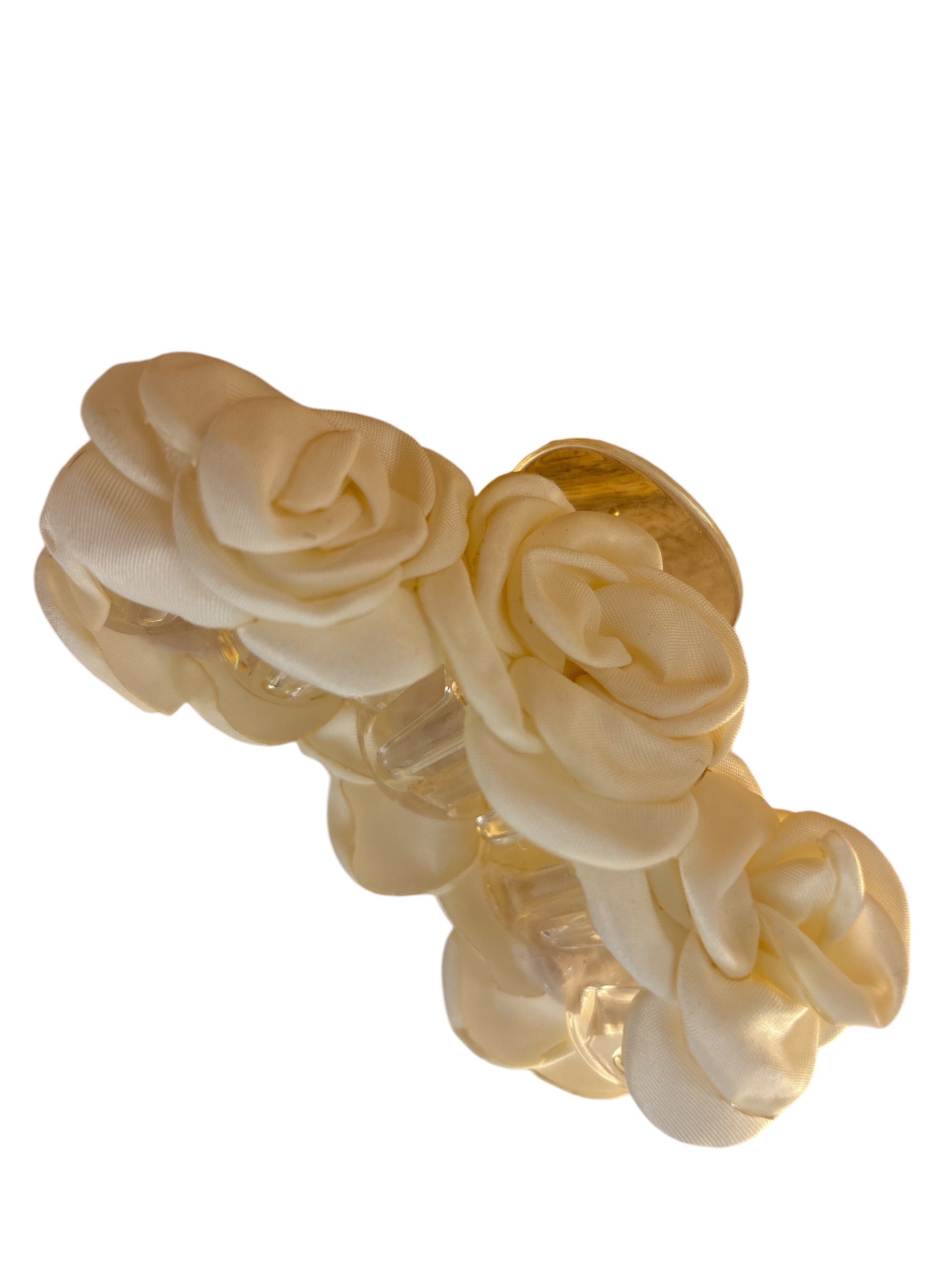 Rosette Claw Clip with three delicate satin rosettes