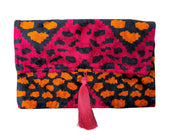 Limited edition Silk Velvet Ikat Clutch, handwoven with cocoon silk and organic cotton.