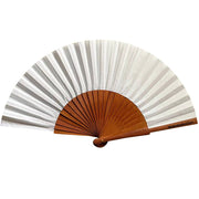 Fantastico Fans dark wood premium handle fan made from FSC Certified wood and recycled polyester, perfect for sustainable summer fashion.