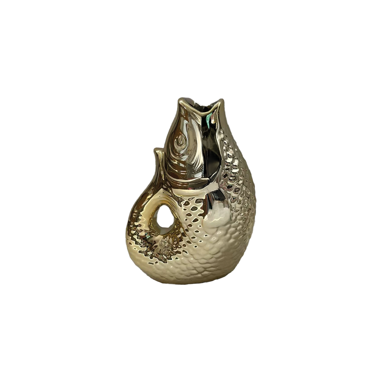 Pisces Ceramic Fish Vase in Gold