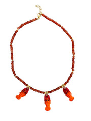 Handmade necklace with colorful crystal beads and whimsical glass sea creatures charm. Adjustable up to 41cm with a clasp closure. Available in three designs.