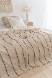 Handcrafted 100% premium Turkish cotton throw, 200cm x 240cm, perfect for adding warmth and sophistication to your home decor.