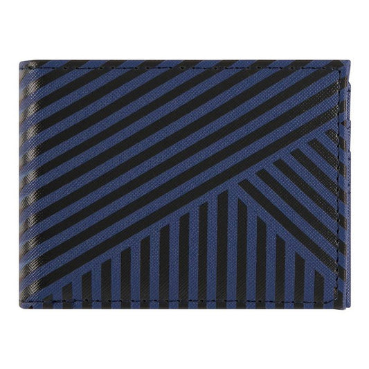 navy and black striped flat fold wallet