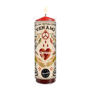 Ven a Mi Ritual Candle from Trinidad Ritual's Premium collection, designed to burn within a protective cover, bringing a soothing, magical glow to any space.